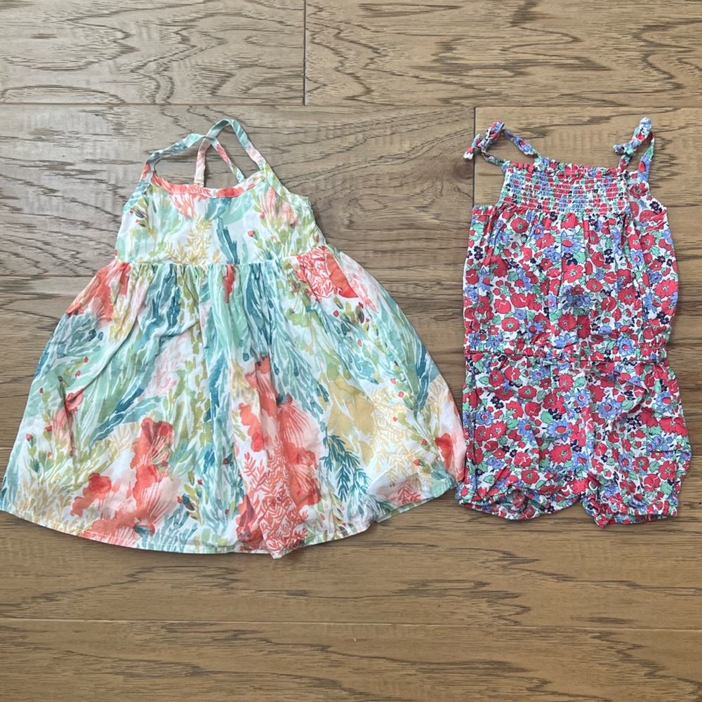 Baby Girl Dress and Romper (Set of 2) - Worn 1x - Excellent Condition